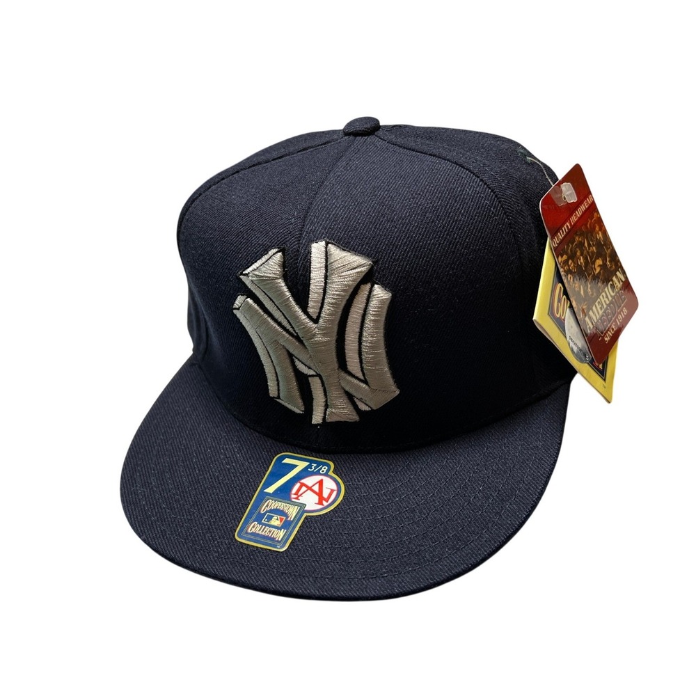American‎ Needle Hat Men 7 3/8 Navy Blue Yankees Cooperstown Collection Fitted